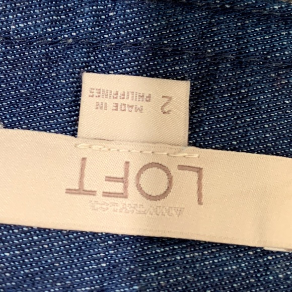 Ann Taylor LOFT Jersey Knit Denim Mini Skirt Career Wear Side Pocket Front Pleat - Picture 7 of 7